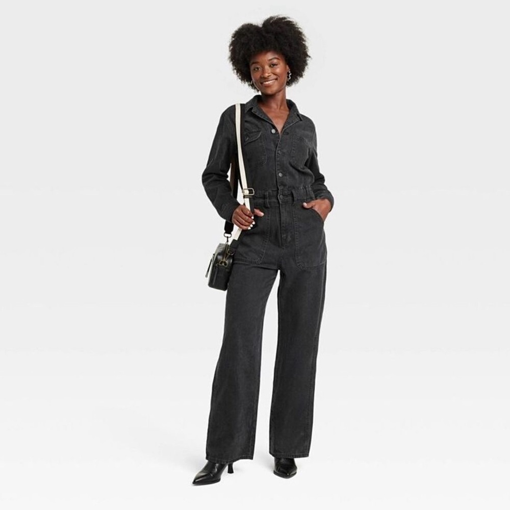Universal Thread Black Baggy Denim Jumpsuit, Size 16 - NWT - Picture 2 of 10